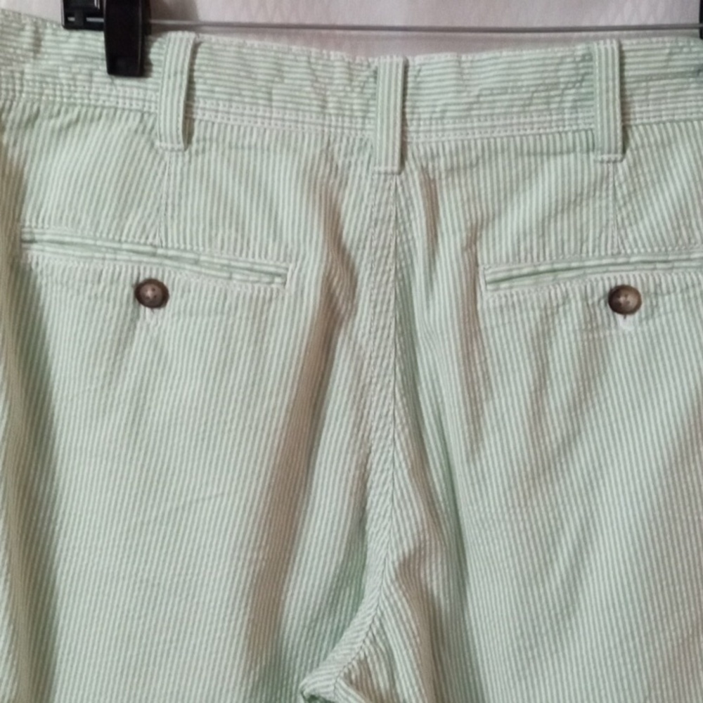 IZOD Flat Front Shorts sz 33, White & Green Strip, 100%cotton, Preowned - Picture 5 of 10